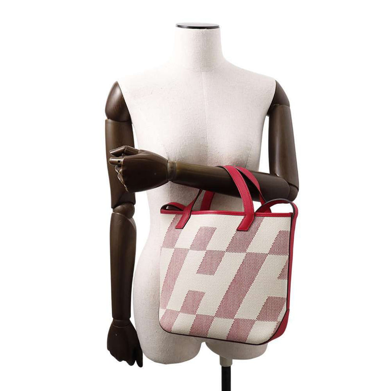Hermes tote bag H Ambier PM Framboise Swift/Toile Ash Z engraved HERMES handbag