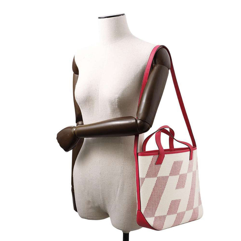 Hermes tote bag H Ambier PM Framboise Swift/Toile Ash Z engraved HERMES handbag