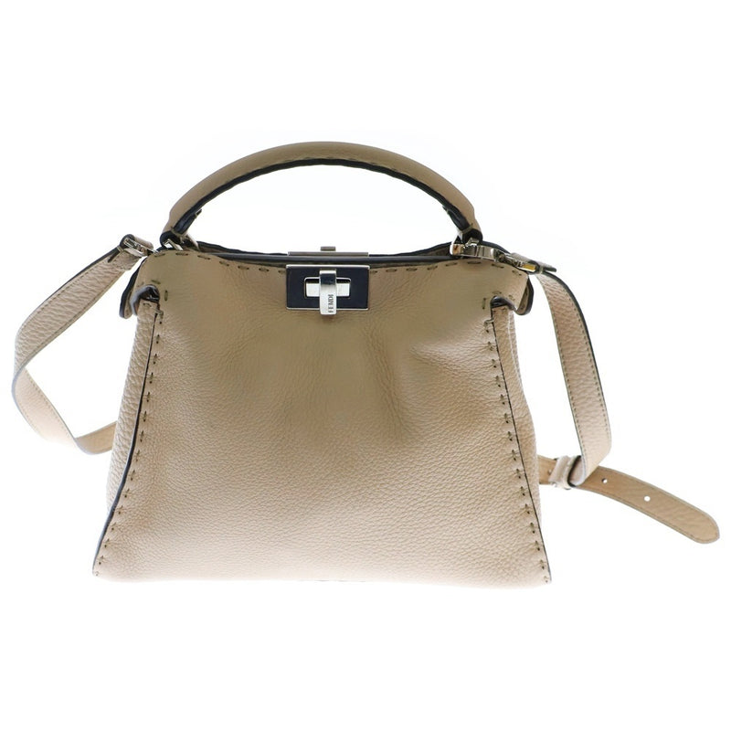 FENDI Peekaboo Iconic Essential 2WAY Bag Handbag Shoulder Bag Pink Beige Silver