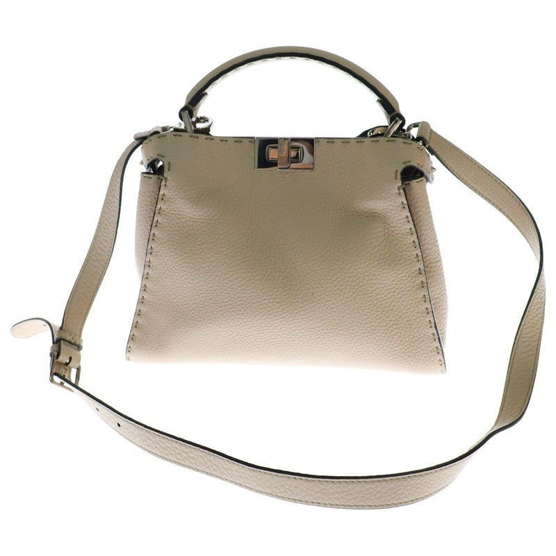FENDI Peekaboo Iconic Essential 2WAY Bag Handbag Shoulder Bag Pink Beige Silver
