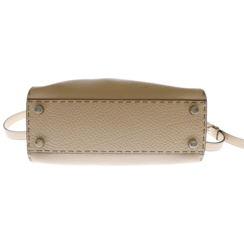 FENDI Peekaboo Iconic Essential 2WAY Bag Handbag Shoulder Bag Pink Beige Silver