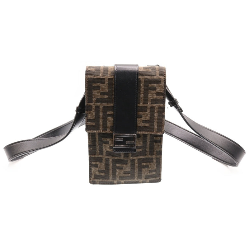 FENDI Zucca Shoulder Phone Case Brown Canvas Shoulder Bag 7AR871
