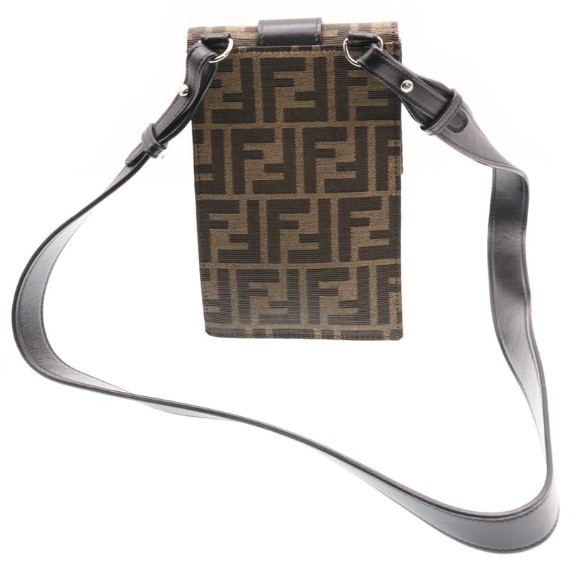 FENDI Zucca Shoulder Phone Case Brown Canvas Shoulder Bag 7AR871