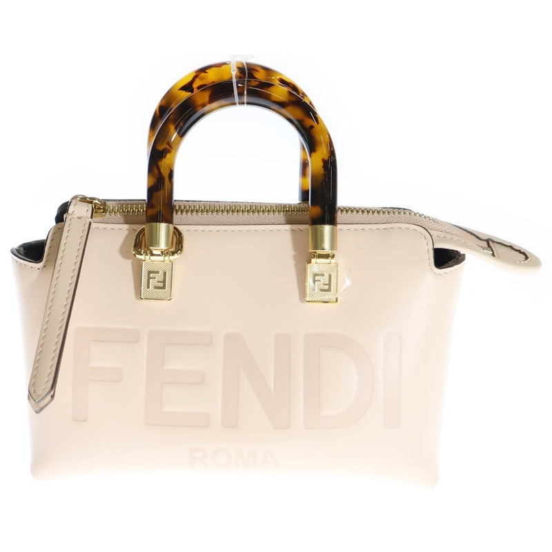 FENDI By the Way Mini 2WAY Leather Logo Handbag Shoulder Bag Pink Women's
