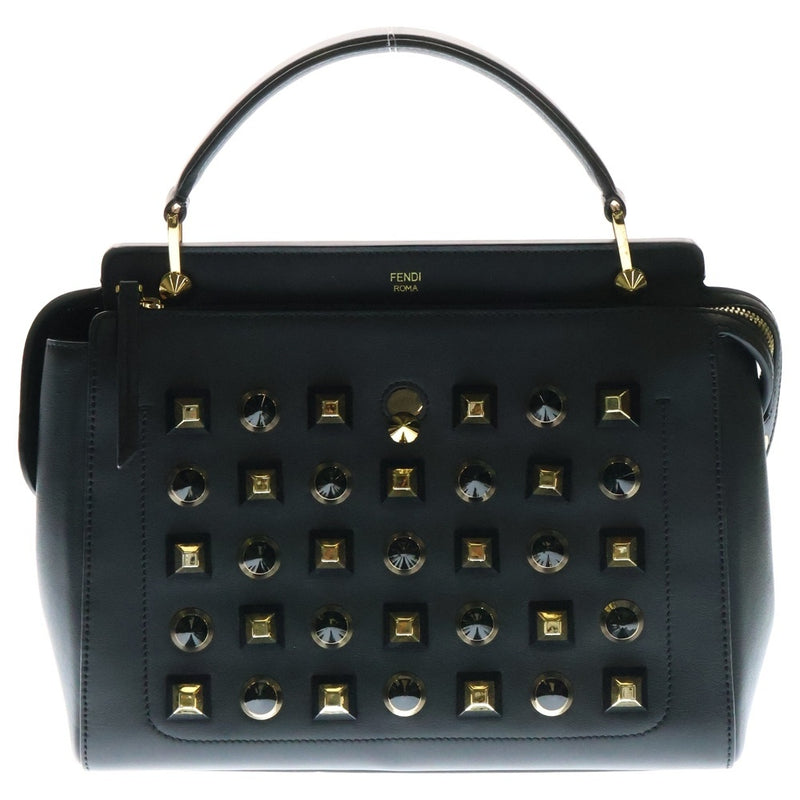 FENDI.com Studded Leather 2WAY Hand Shoulder Bag Gold Hardware Black 8BN293