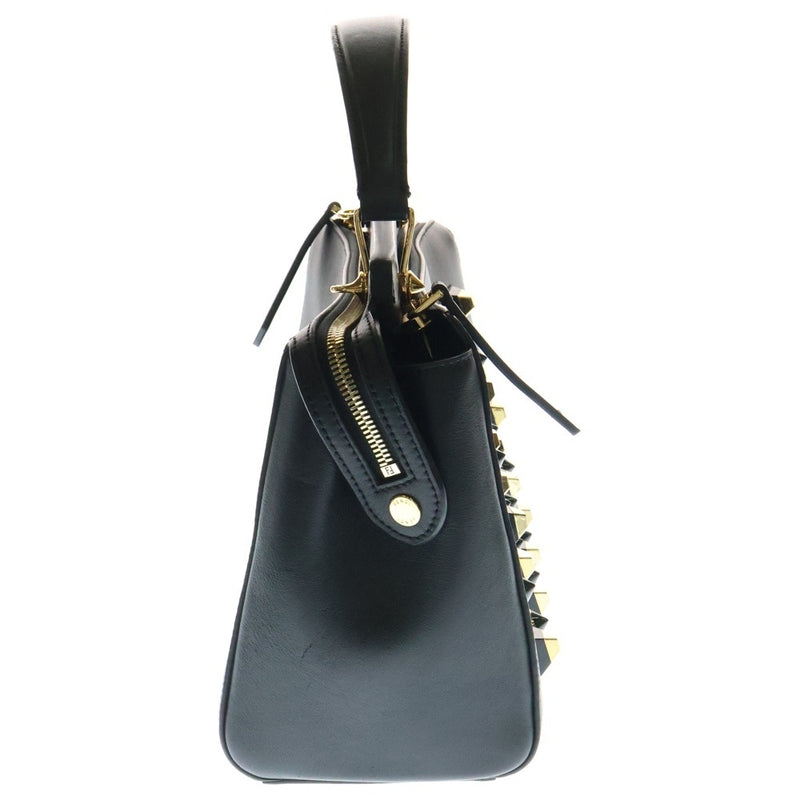 FENDI.com Studded Leather 2WAY Hand Shoulder Bag Gold Hardware Black 8BN293