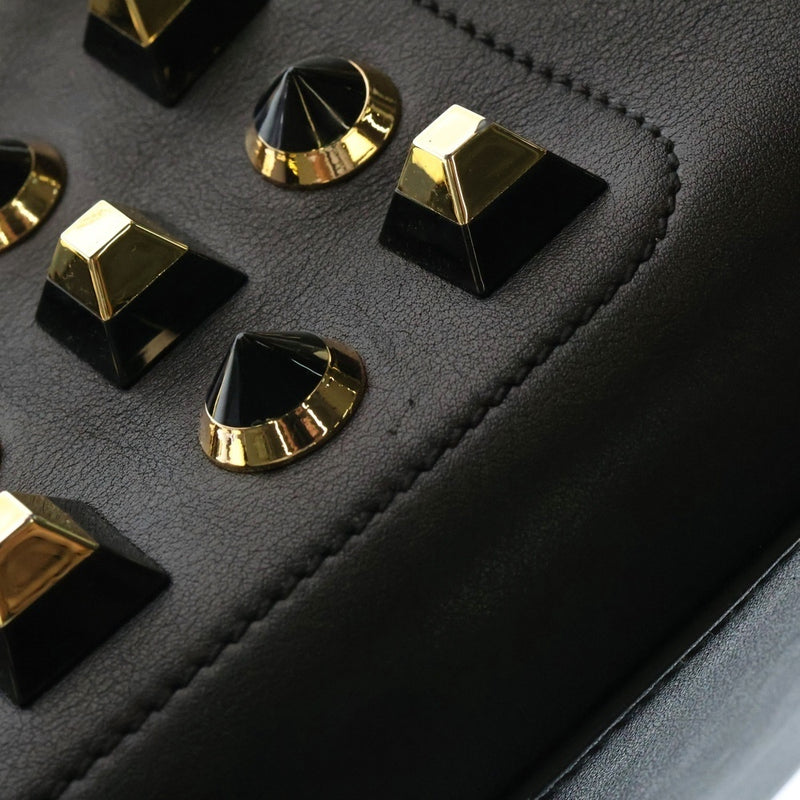 FENDI.com Studded Leather 2WAY Hand Shoulder Bag Gold Hardware Black 8BN293