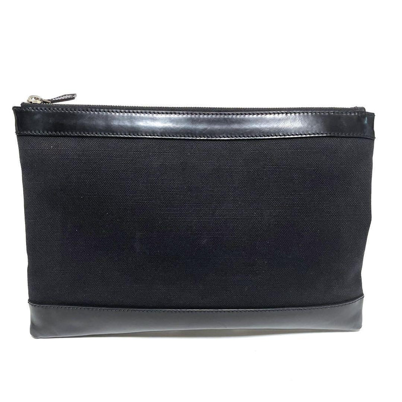 Balenciaga 373834 Navy Clip M Clutch Bag Second Bag Logo Zippy Black Brown