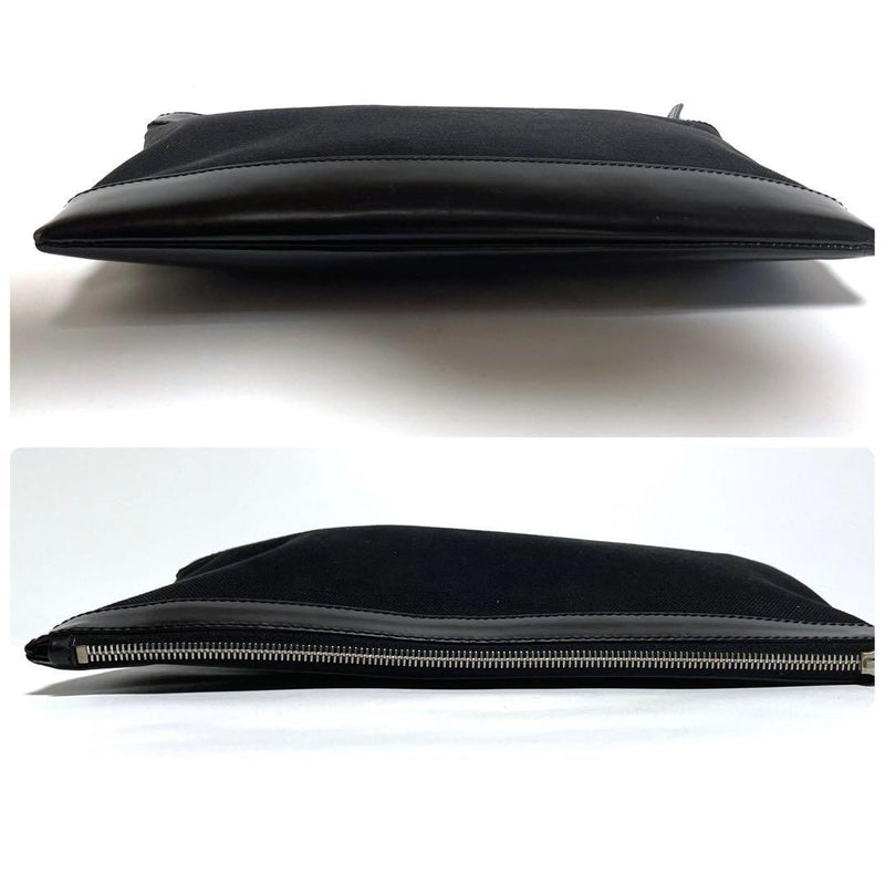 Balenciaga 373834 Navy Clip M Clutch Bag Second Bag Logo Zippy Black Brown