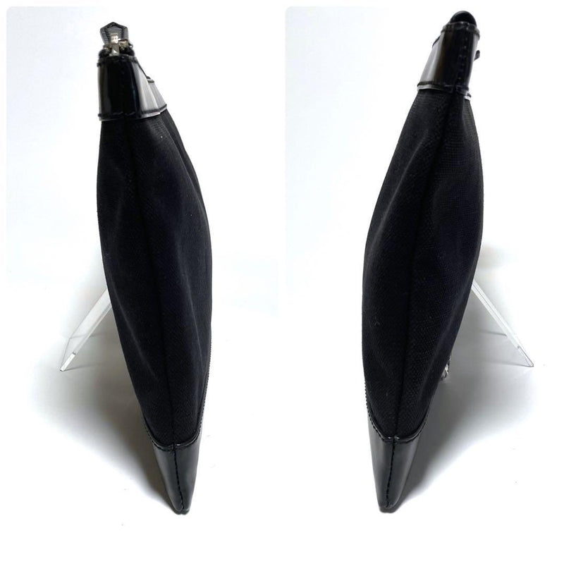 Balenciaga 373834 Navy Clip M Clutch Bag Second Bag Logo Zippy Black Brown