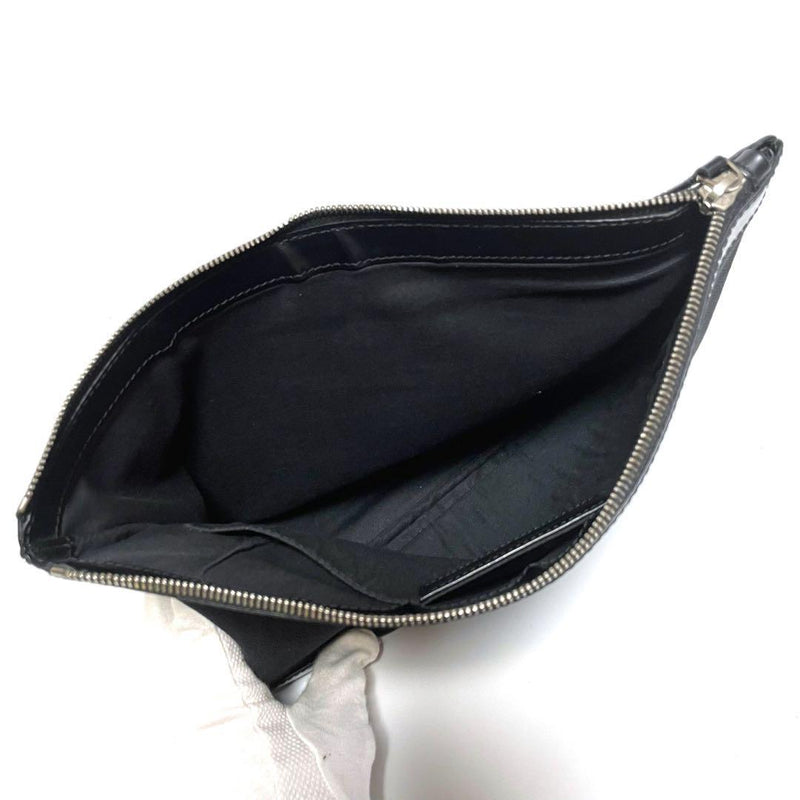 Balenciaga 373834 Navy Clip M Clutch Bag Second Bag Logo Zippy Black Brown