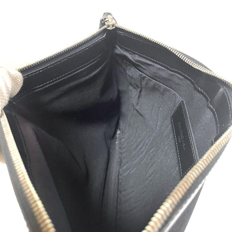 Balenciaga 373834 Navy Clip M Clutch Bag Second Bag Logo Zippy Black Brown
