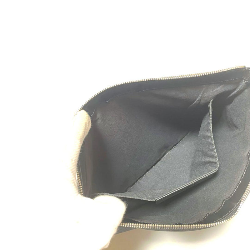Balenciaga 373834 Navy Clip M Clutch Bag Second Bag Logo Zippy Black Brown
