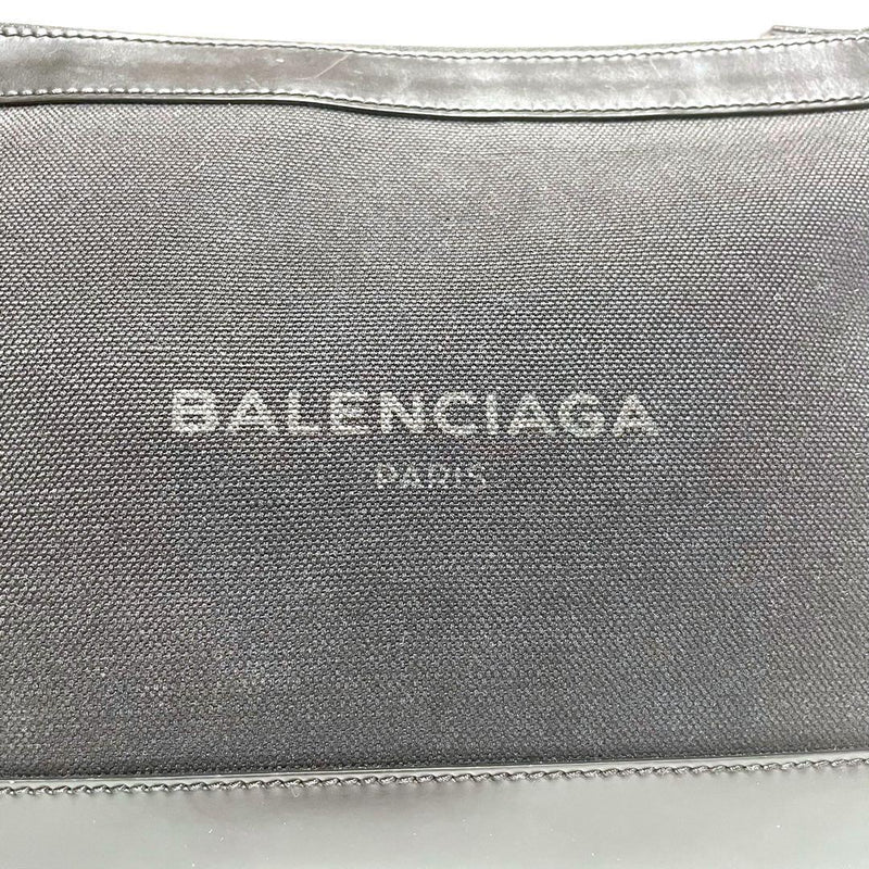Balenciaga 373834 Navy Clip M Clutch Bag Second Bag Logo Zippy Black Brown