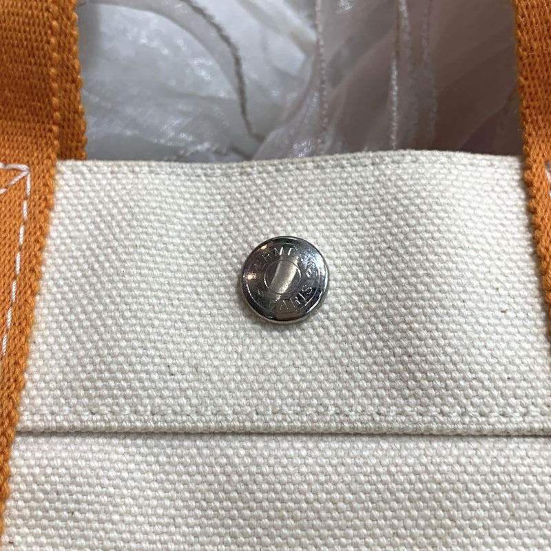 ☆Good condition☆HERMES Bora Bora PM Canvas Tote Bag White x Orange