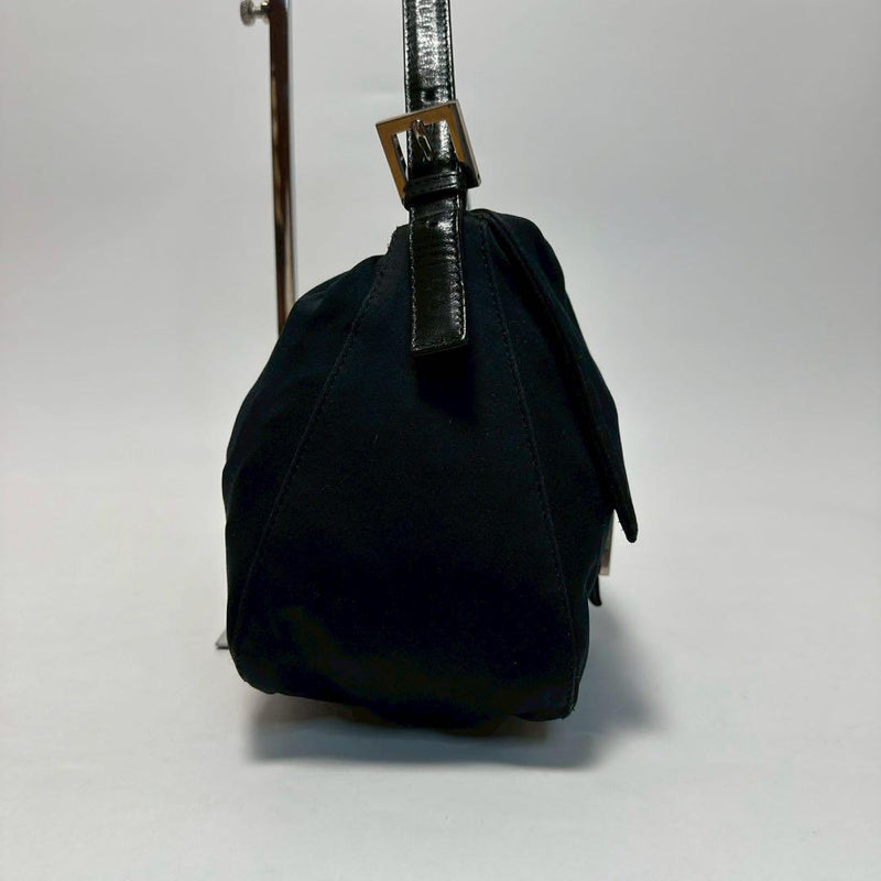 p72 [Extremely beautiful] FENDI Cotton Jersey Black Mamma Bucket Shoulder Bag