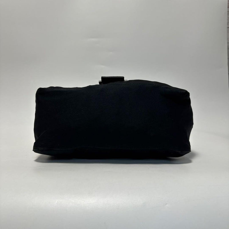 p72 [Extremely beautiful] FENDI Cotton Jersey Black Mamma Bucket Shoulder Bag