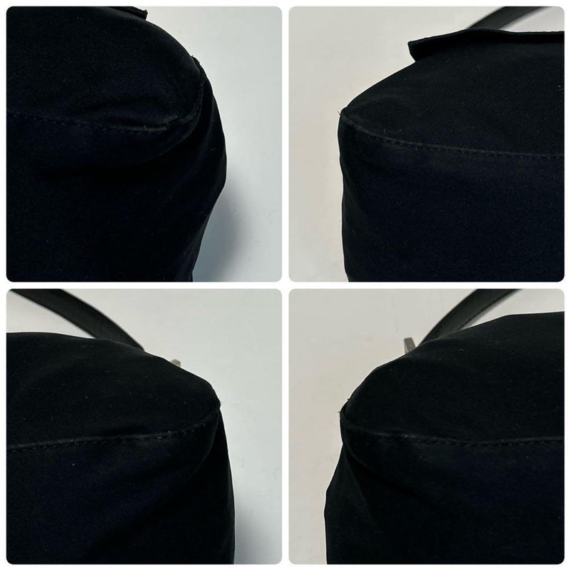 p72 [Extremely beautiful] FENDI Cotton Jersey Black Mamma Bucket Shoulder Bag