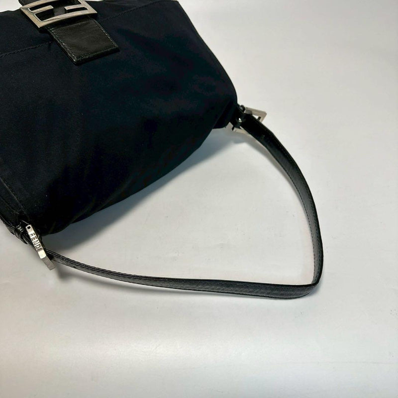 p72 [Extremely beautiful] FENDI Cotton Jersey Black Mamma Bucket Shoulder Bag