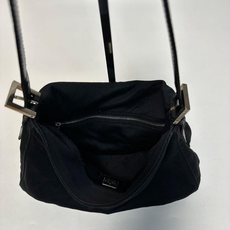 p72 [Extremely beautiful] FENDI Cotton Jersey Black Mamma Bucket Shoulder Bag