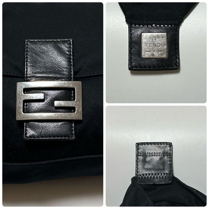 p72 [Extremely beautiful] FENDI Cotton Jersey Black Mamma Bucket Shoulder Bag