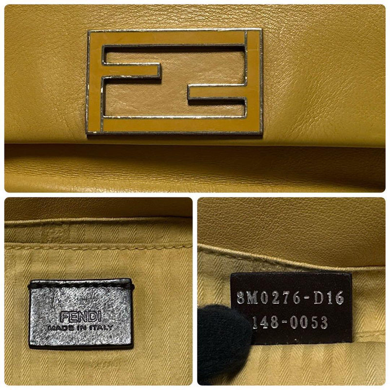 q27 [Extremely beautiful] FENDI Leather Mamma Bucket Chain Shoulder Bag