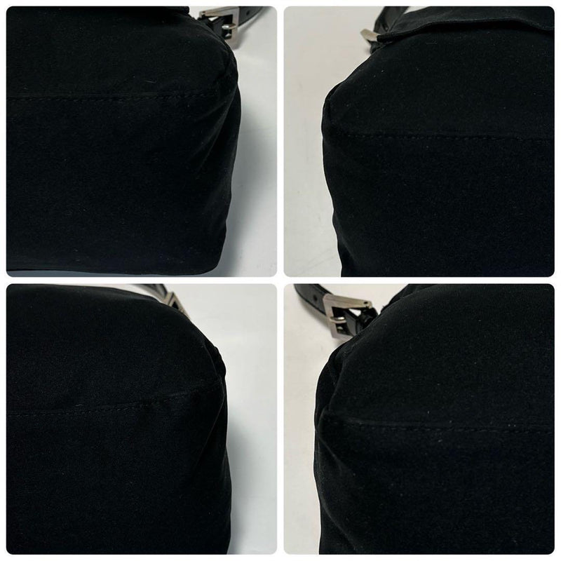 q93 [Extremely beautiful condition] FENDI cotton black mamma baguette shoulder