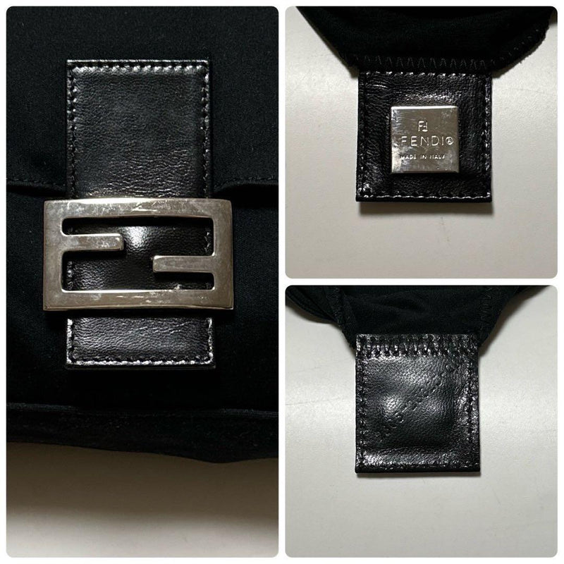 q93 [Extremely beautiful condition] FENDI cotton black mamma baguette shoulder