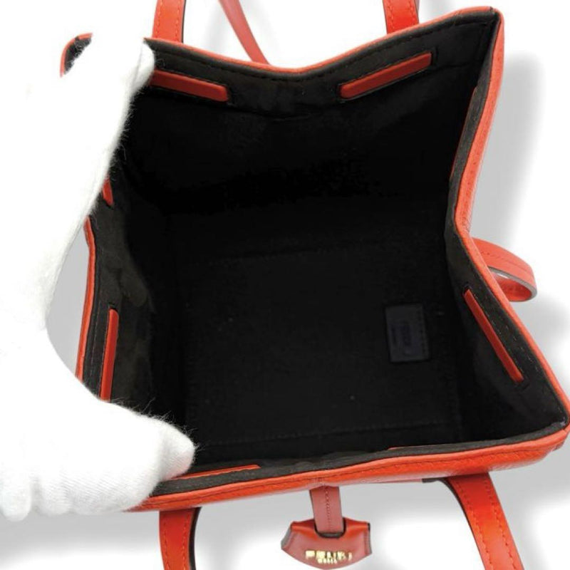 Unused FENDI Origami Shoulder Bag Red Small Mini FENDI 8BS083 Tote Bag Leather