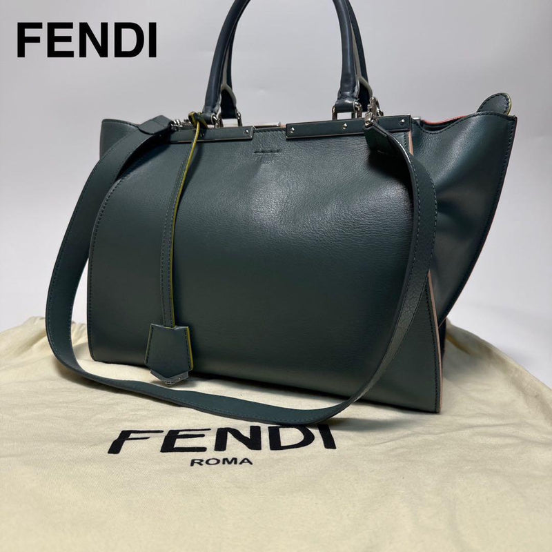 r97 [Good condition] FENDI leather Trois Jour 2-way shoulder bag handbag tote