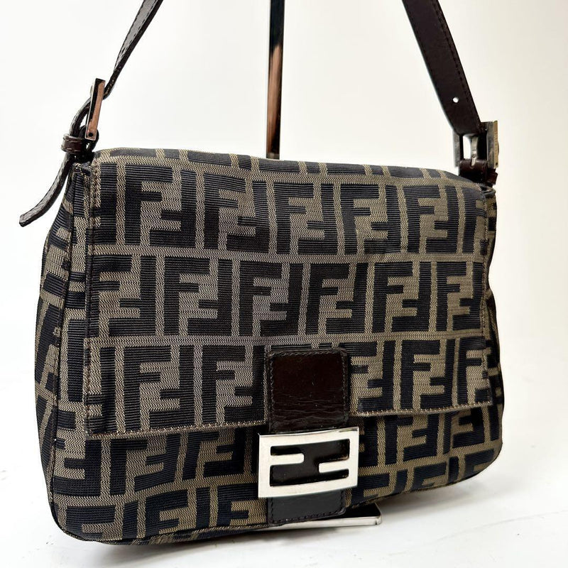 FENDI Zucca Mamma Bucket Shoulder Bag Brown