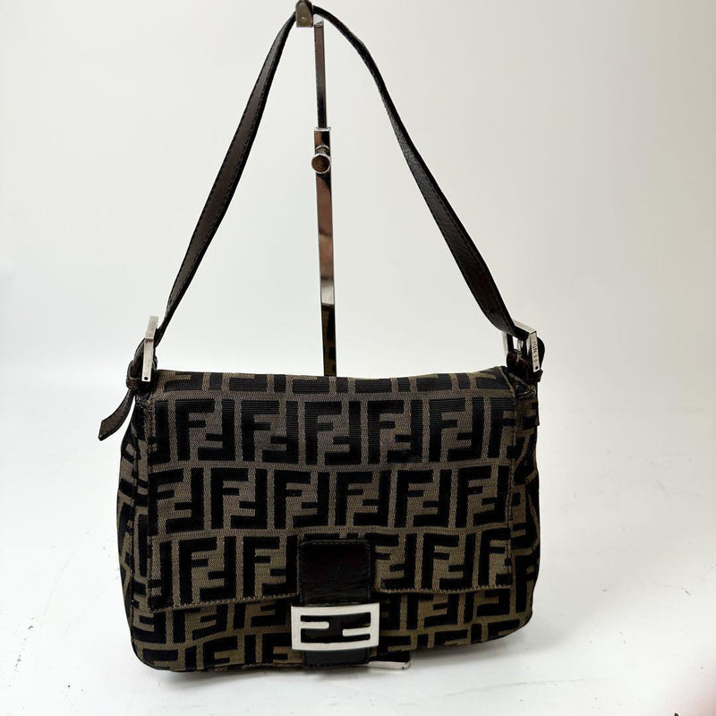 FENDI Zucca Mamma Bucket Shoulder Bag Brown