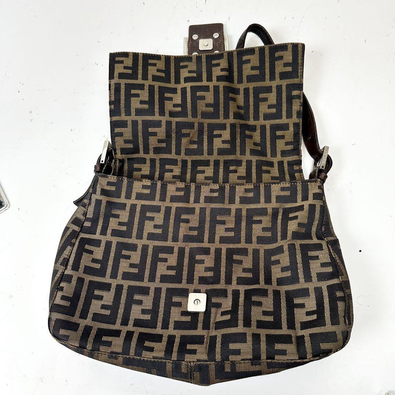 FENDI Zucca Mamma Bucket Shoulder Bag Brown