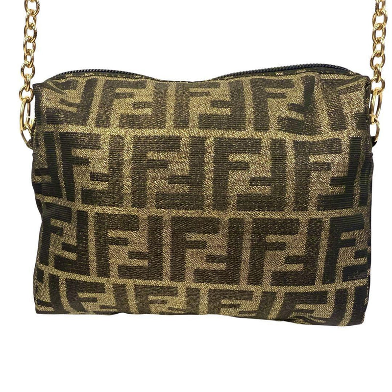 [Good condition] FENDI Zucca glitter gold chain shoulder bag party bag pochette