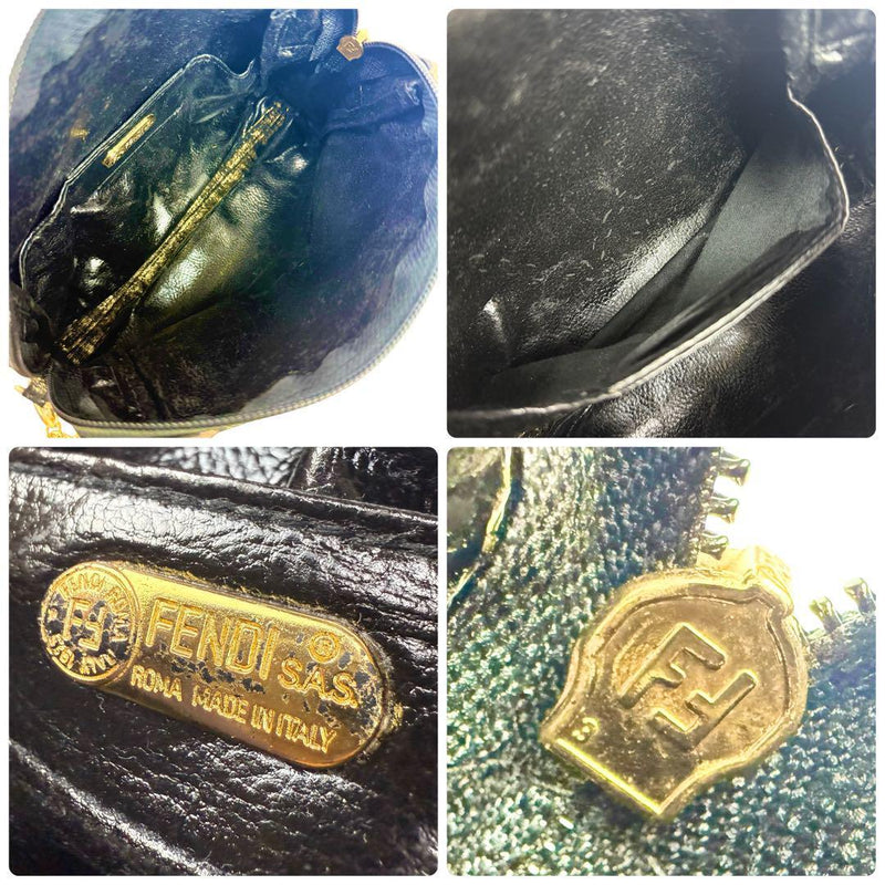 [Good condition] FENDI Zucca glitter gold chain shoulder bag party bag pochette