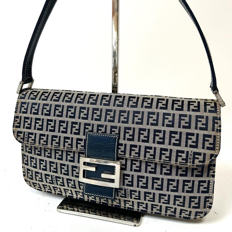 FENDI Zucchino Canvas Mamma Bucket Navy