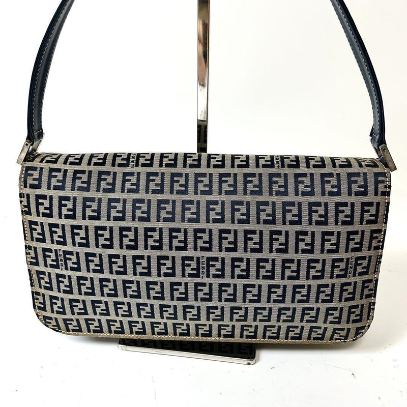 FENDI Zucchino Canvas Mamma Bucket Navy