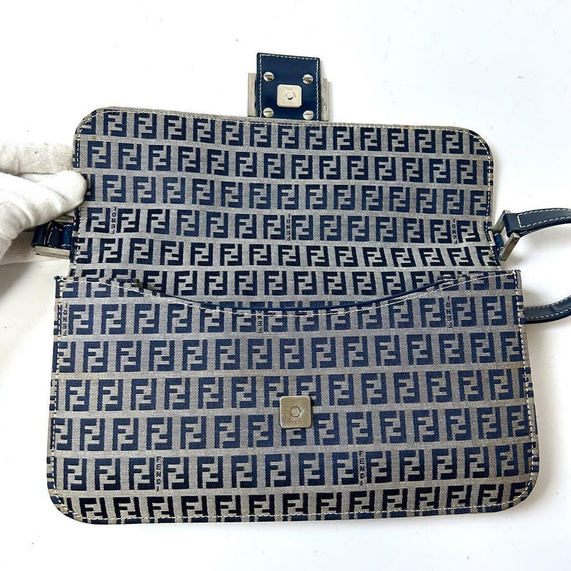 FENDI Zucchino Canvas Mamma Bucket Navy