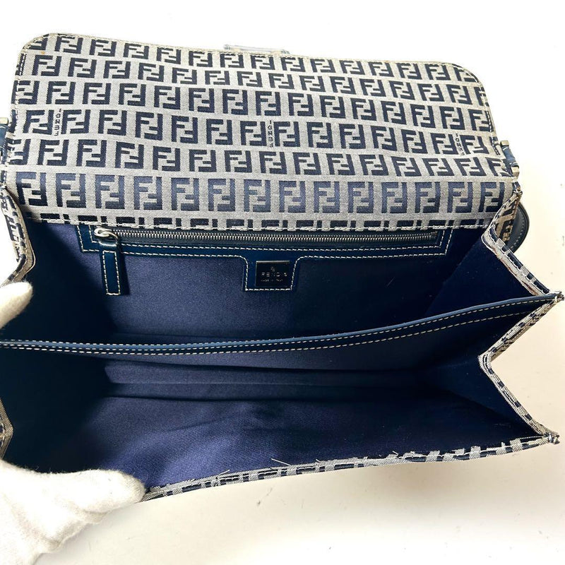 FENDI Zucchino Canvas Mamma Bucket Navy