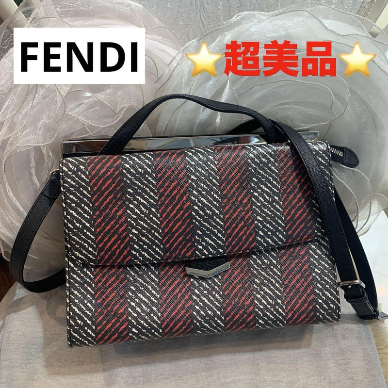 ☆Super beautiful condition☆FENDI Demi Jour 2WAY shoulder bag tweed pattern