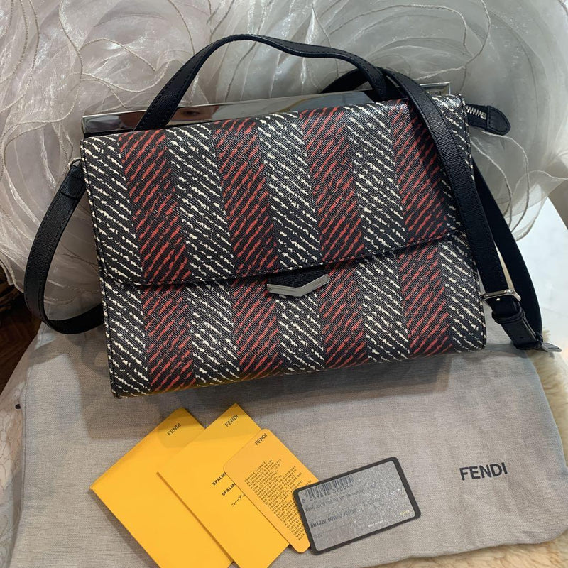 ☆Super beautiful condition☆FENDI Demi Jour 2WAY shoulder bag tweed pattern