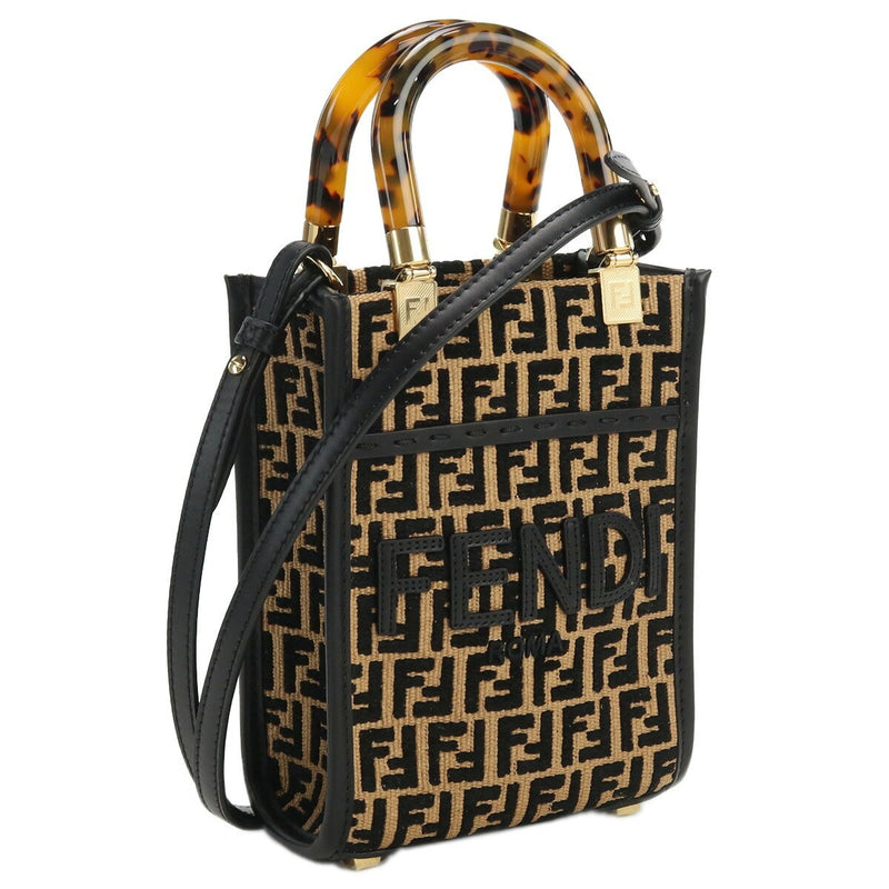 FENDI tote bag 2WAY 8BS051 AQ0X F0VPJ SUNSHINE SHOPPER MINI Black Brown