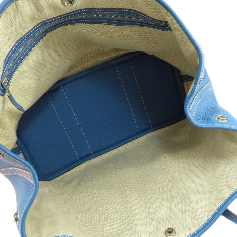 HERMES Hermes Garden Party PM Blue Silver Metal Fittings Tote Bag Negonda