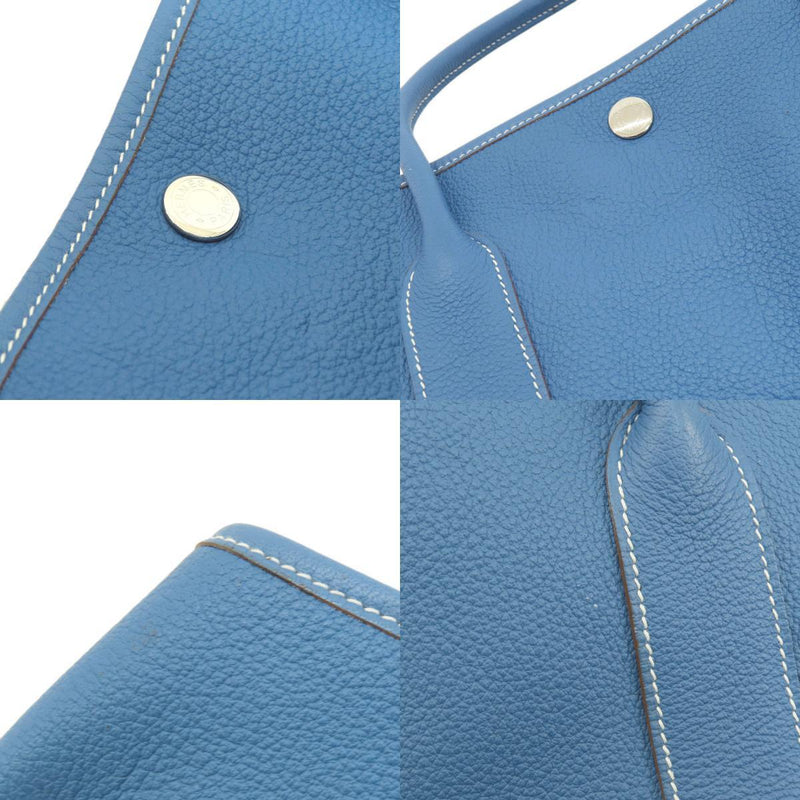 HERMES Hermes Garden Party PM Blue Silver Metal Fittings Tote Bag Negonda