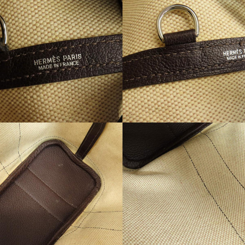 HERMES Hermes Garden Zip PM Silver Hardware Tote Bag Toile Ash Women's