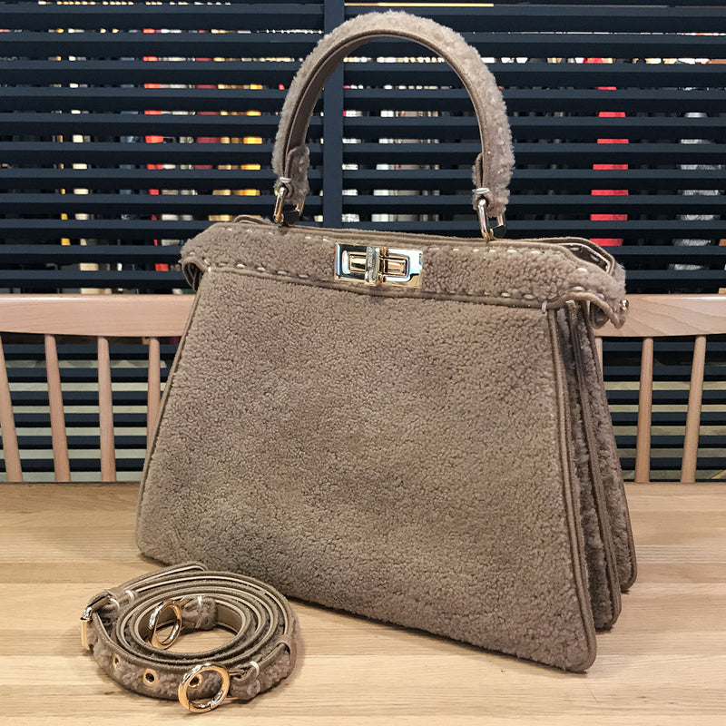 [Like new] FENDI Peakaboo IC You Mouton Beige 8BN321 2WAY Shoulder Bag Handbag