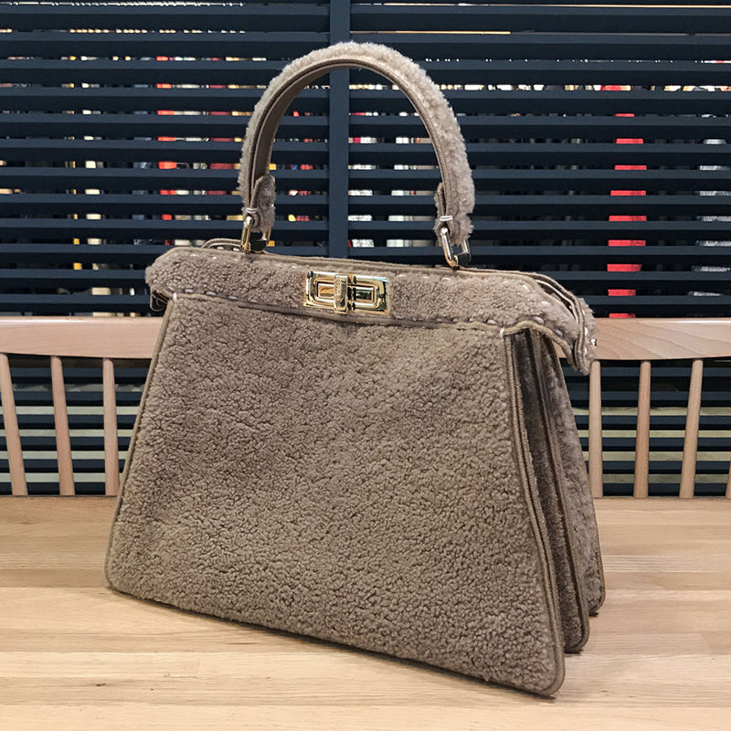 [Like new] FENDI Peakaboo IC You Mouton Beige 8BN321 2WAY Shoulder Bag Handbag