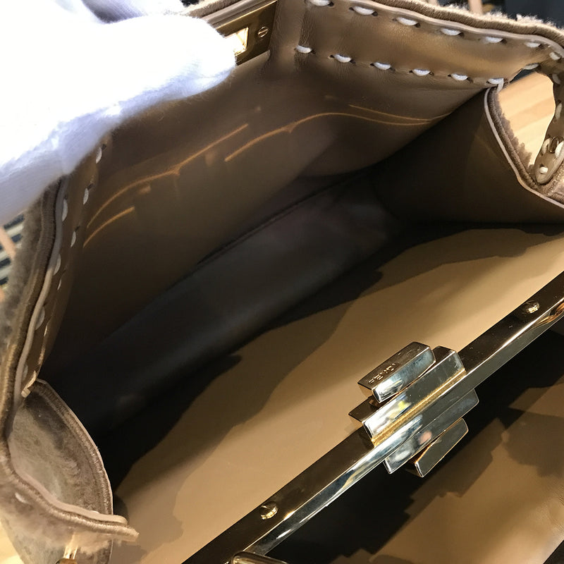 [Like new] FENDI Peakaboo IC You Mouton Beige 8BN321 2WAY Shoulder Bag Handbag