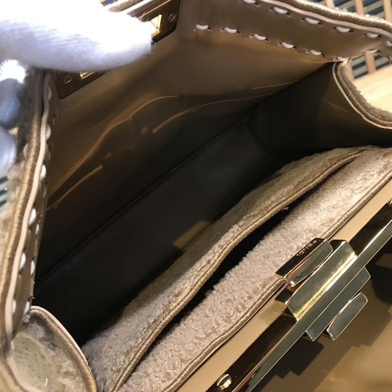 [Like new] FENDI Peakaboo IC You Mouton Beige 8BN321 2WAY Shoulder Bag Handbag