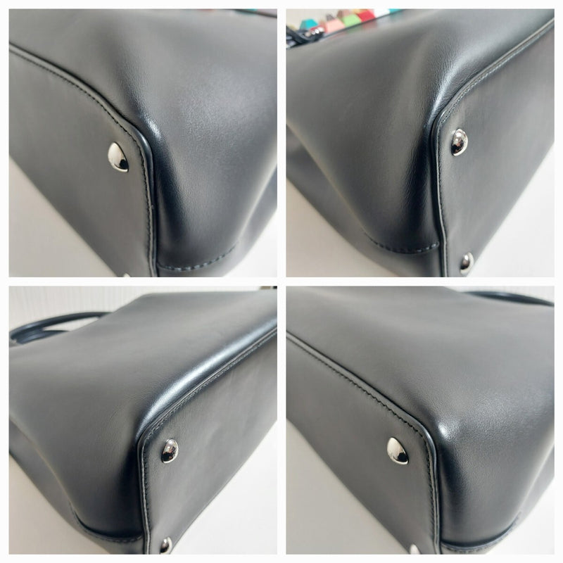 FENDI Petit Toujour 2way Bag Handbag Shoulder Bag Leather Black 8BH253